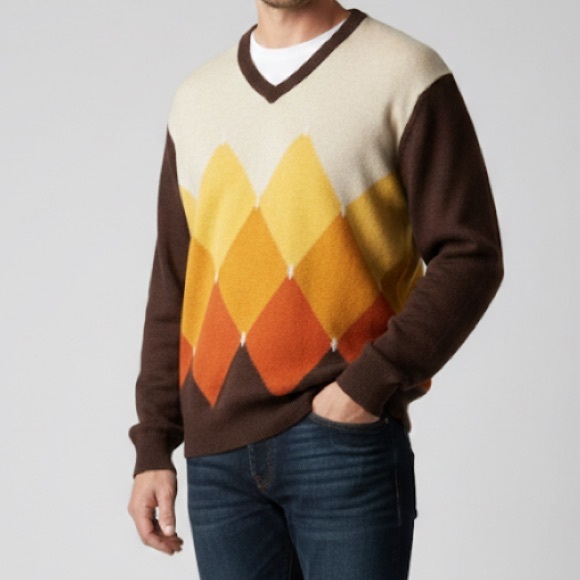 Coins Moore Other - Coins Moore Colorful Merino Wool V-Neck Vintage Sweater size‎ XL